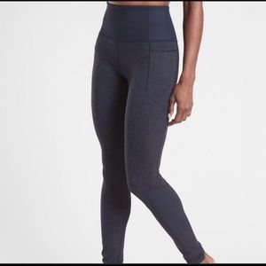 Athleta Exhale blue Heel Tight Leggings L Side pockets
